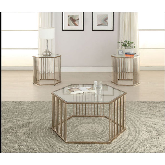 Oaklie - Coffee Table - Champagne & Clear Glass - Tony's Home Furnishings