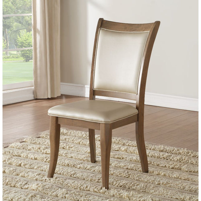 Harald - Side Chair (Set of 2) - Beige PU & Gray Oak - Tony's Home Furnishings