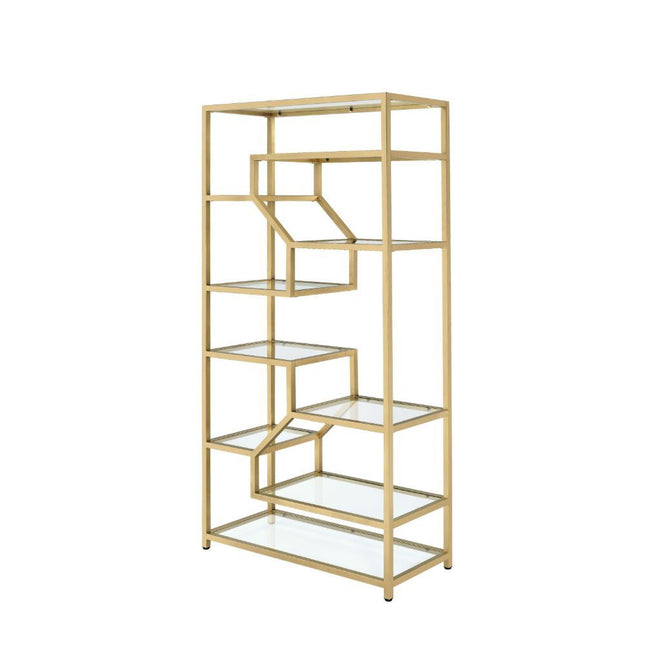 Lecanga- Bookshelf - Gold & Clear Glass - Tony's Home Furnishings