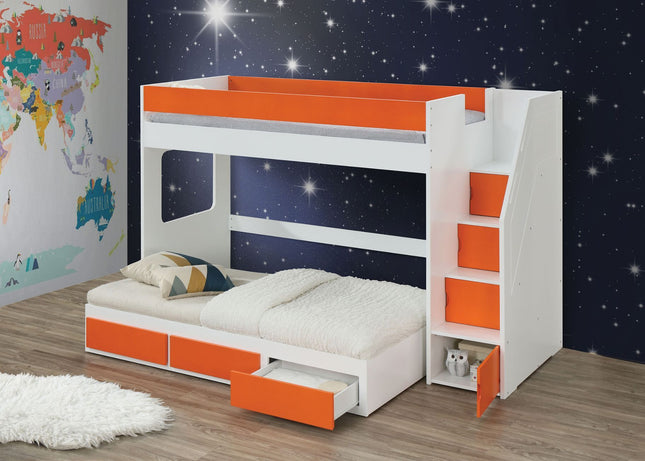 Lawson - Loft Bed - White & Orange - Tony's Home Furnishings