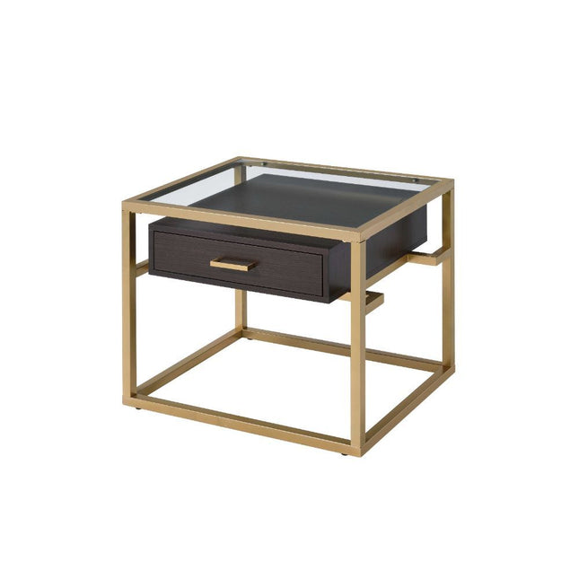 Yumia - End Table - Gold & Clear Glass - Tony's Home Furnishings