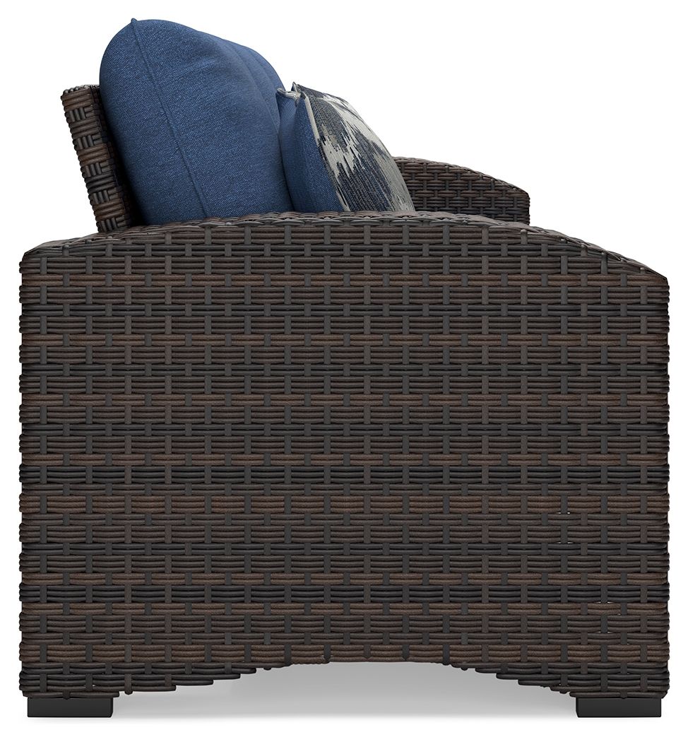 Windglow - Blue / Brown - Sofa With Cushion - Tony's Home Furnishings