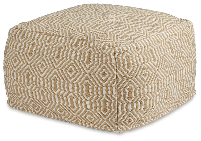 Adamont - Tan / Ivory - Pouf - Tony's Home Furnishings