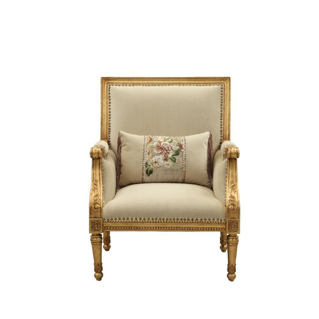 Daesha - Accent Chair - Tan Flannel & Antique Gold - Tony's Home Furnishings