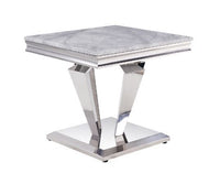 Satinka - End Table - Light Gray Printed Faux Marble & Mirrored Silver Finish - Tony's Home Furnishings