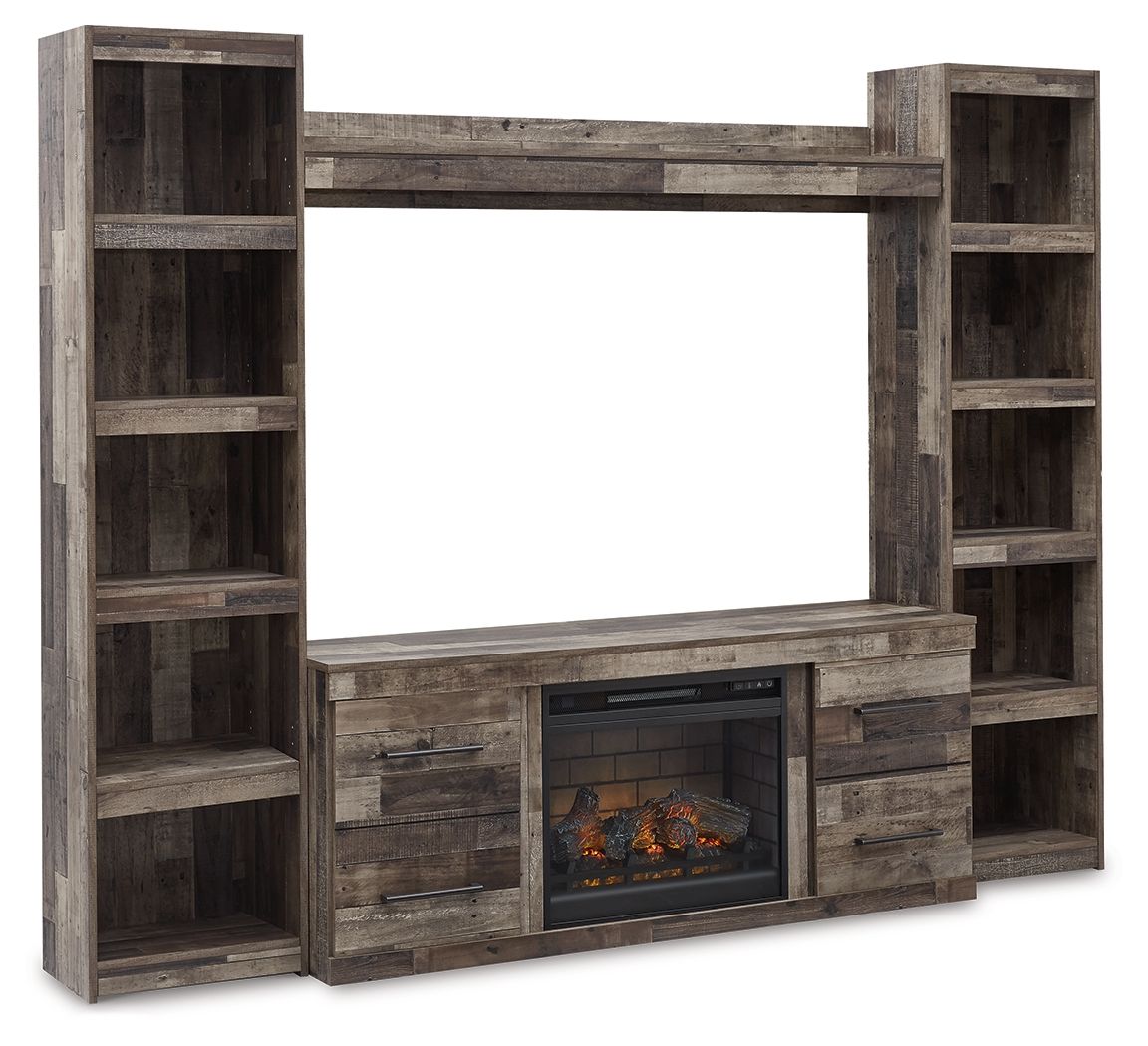 Derekson - Multi Gray - 4-Piece Entertainment Center With Electric Fireplace Tony's Home Furnishings Furniture. Beds. Dressers. Sofas.