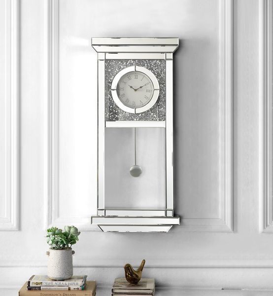 Noralie - Wall Clock - Mirrored & Faux Diamonds - 32" - Tony's Home Furnishings