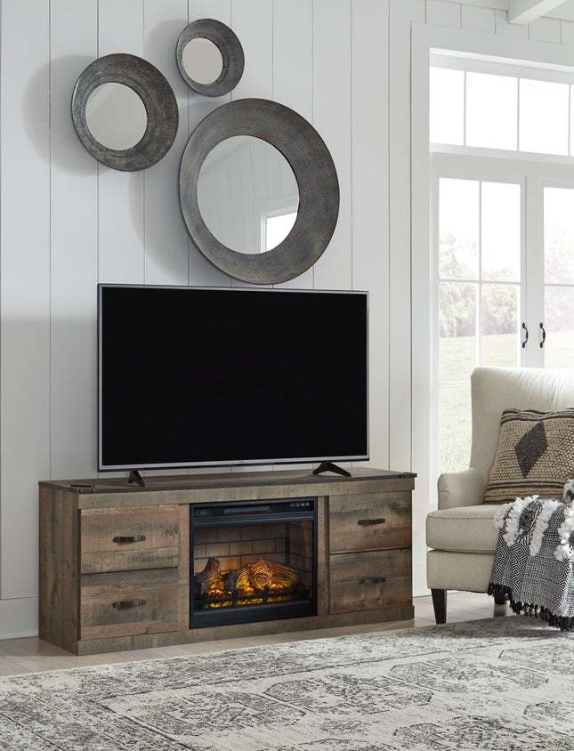 Trinell - Brown - TV Stand With Electric Fireplace Signature Design by Ashley® 