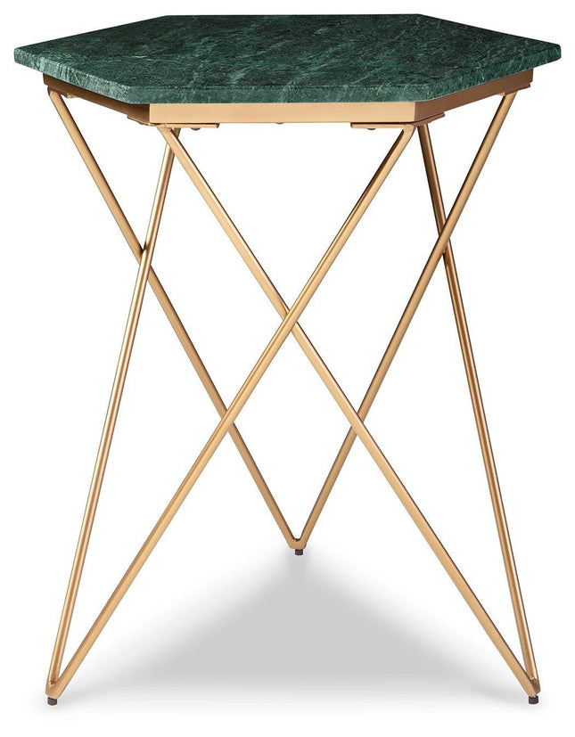 Engelton - Green / Gold - Accent Table Signature Design by Ashley® 