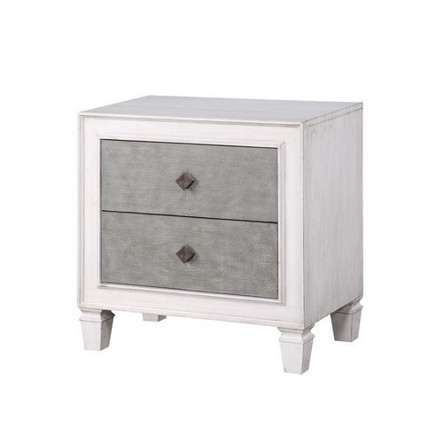 Katia - Nightstand - Rustic Gray & White Finish - Tony's Home Furnishings