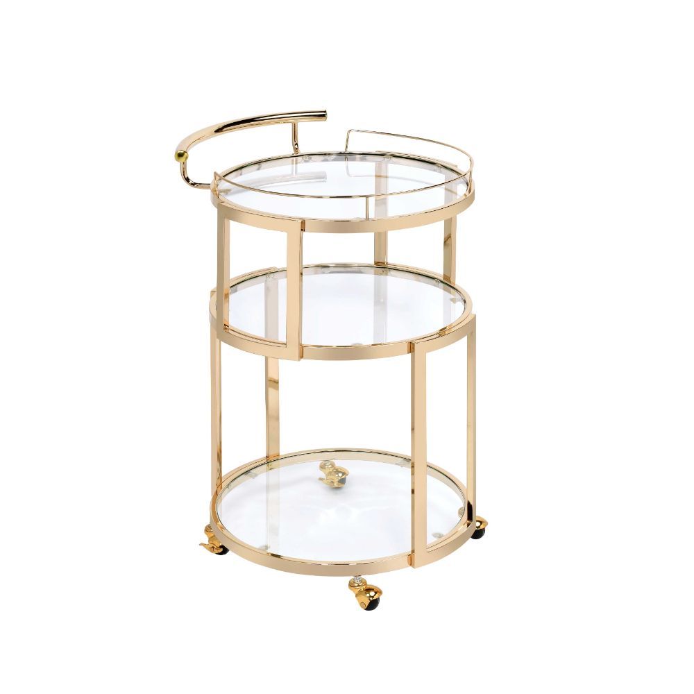 Madelina - Serving Cart - Gold & Clear Glass - Tony's Home Furnishings