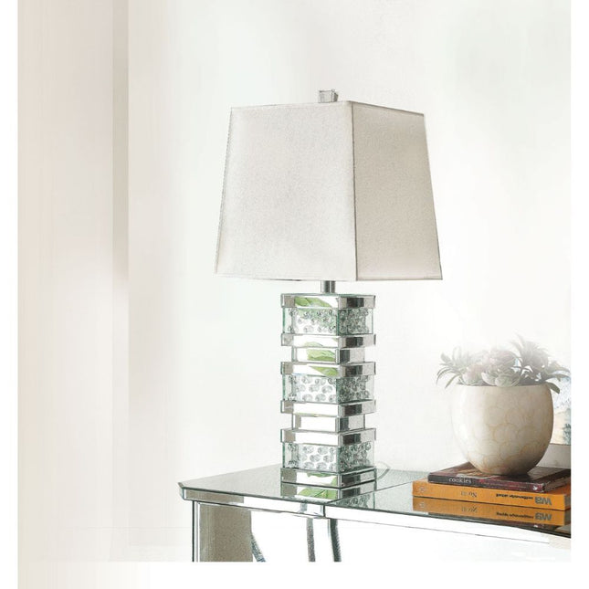 Nysa - Table Lamp - Mirrored & Faux Crystals - 31" - Tony's Home Furnishings