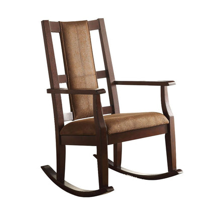 Butsea - Rocking Chair - Brown Fabric & Espresso - Tony's Home Furnishings
