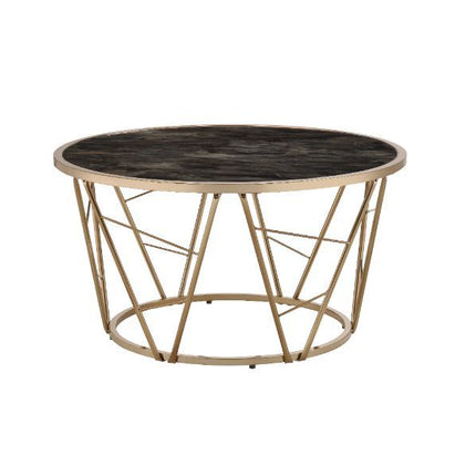Cicatrix - Coffee Table - Faux Black Marble Glass & Champagne Finish - Tony's Home Furnishings