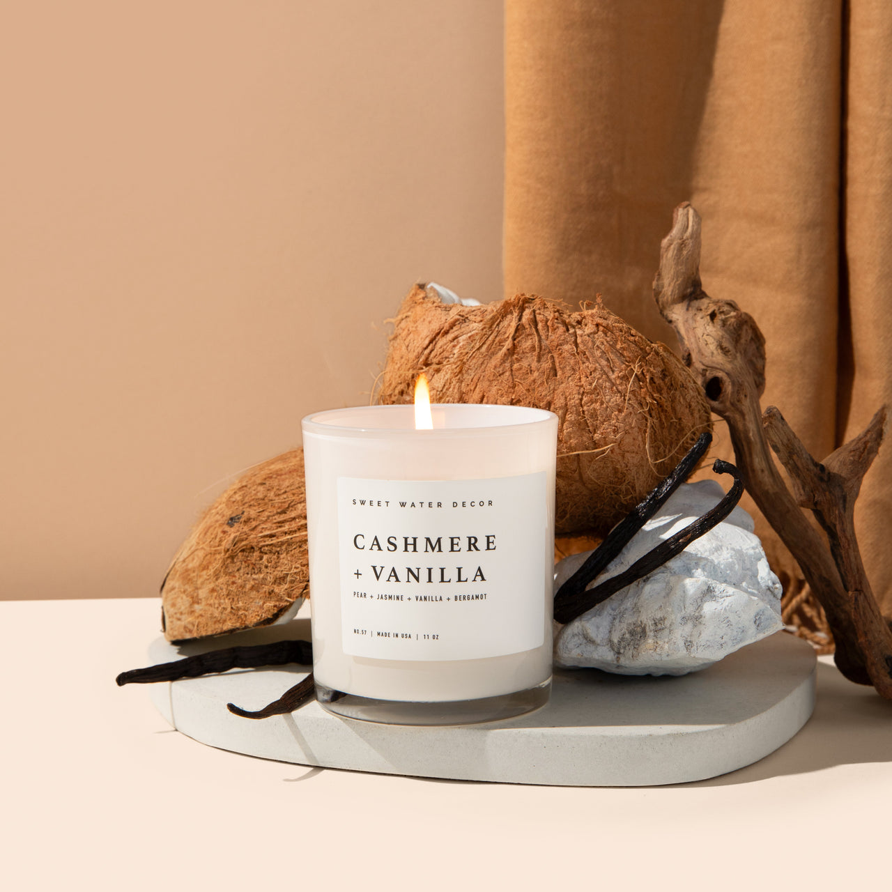 Cashmere and Vanilla Soy Candle - White Jar - 11 oz - Tony's Home Furnishings