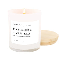 Thumbnail for Cashmere and Vanilla Soy Candle - White Jar - 11 oz - Tony's Home Furnishings