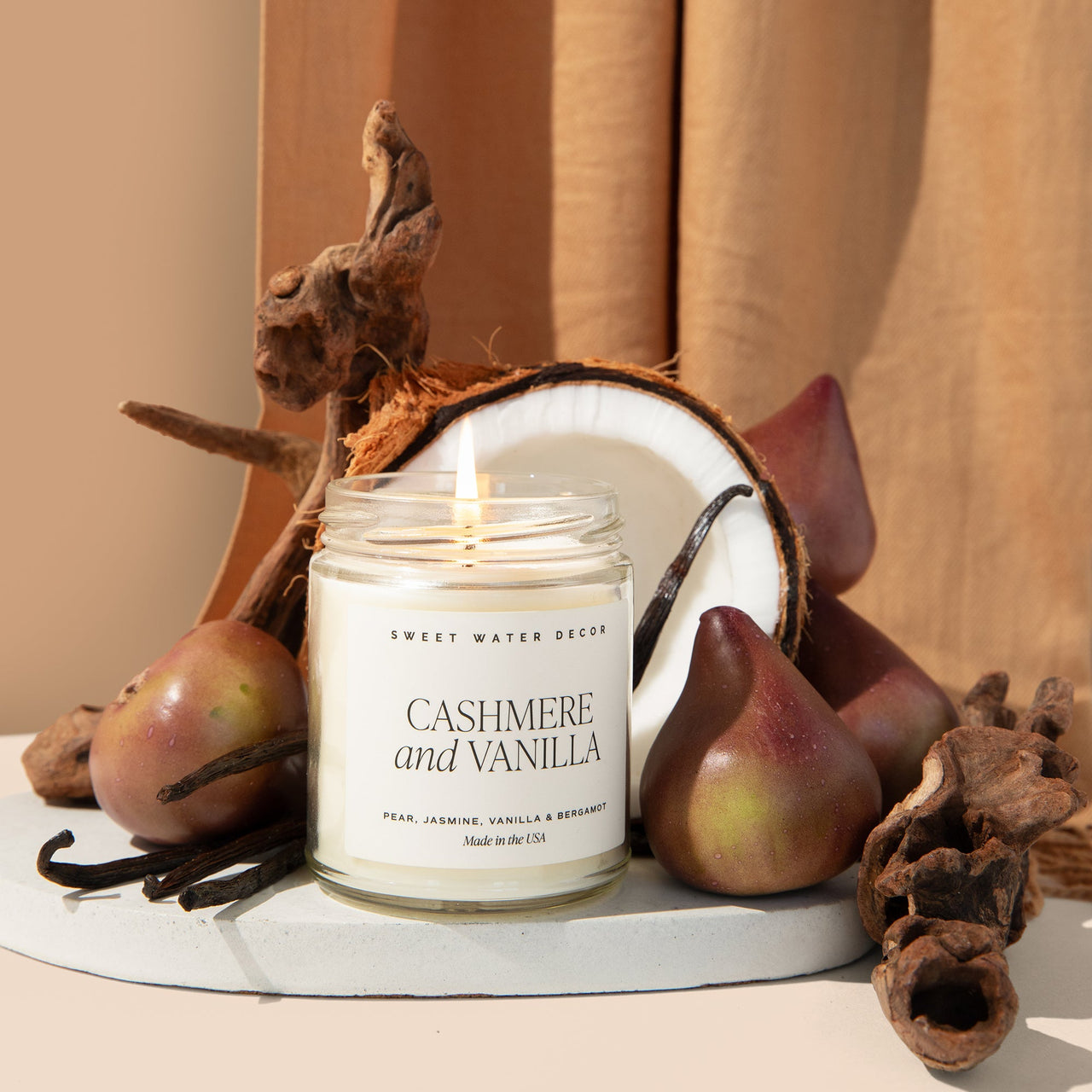 Cashmere and Vanilla Soy Candle - Clear Jar - 9 oz Tony's Home Furnishings Furniture. Beds. Dressers. Sofas.