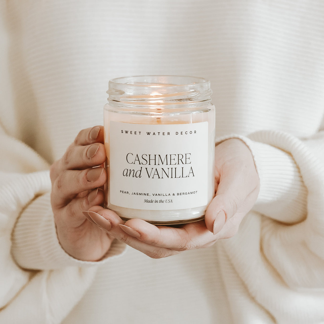 Cashmere and Vanilla Soy Candle - Clear Jar - 9 oz Tony's Home Furnishings Furniture. Beds. Dressers. Sofas.