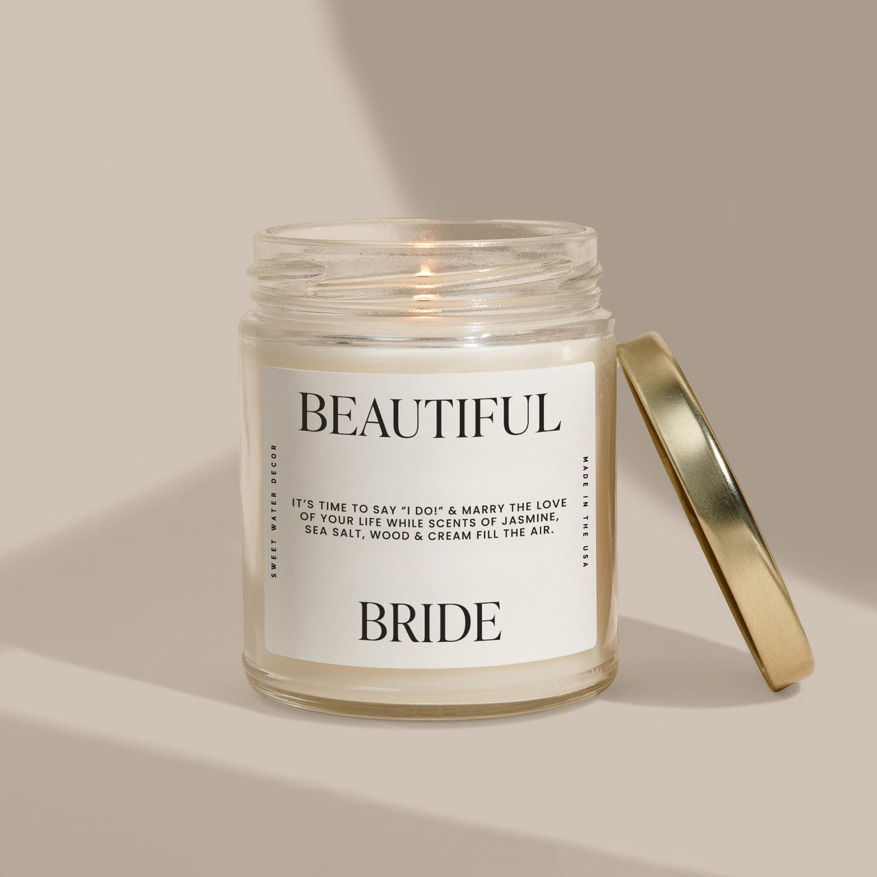 Beautiful Bride Soy Candle - Large Quote Label - 9 oz - Tony's Home Furnishings