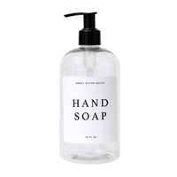 Thumbnail for 16oz Clear Plastic Hand Soap Dispenser - White Text Label Tony's Home Furnishings Furniture. Beds. Dressers. Sofas.