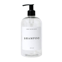 Thumbnail for 16oz Clear Plastic Shampoo Dispenser- White Text Label - Tony's Home Furnishings
