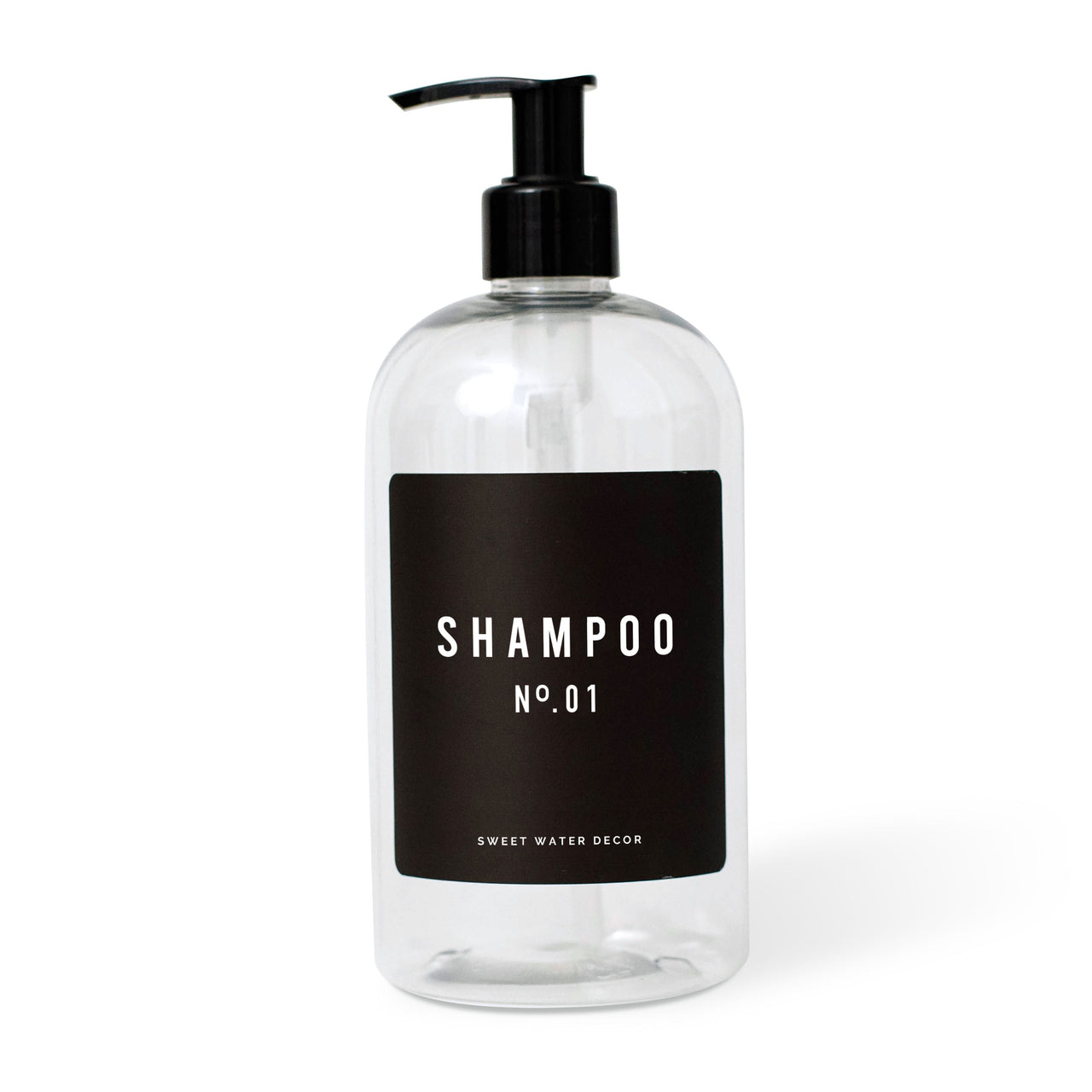 16oz Clear Plastic Shampoo Dispenser - Black Label - Tony's Home Furnishings