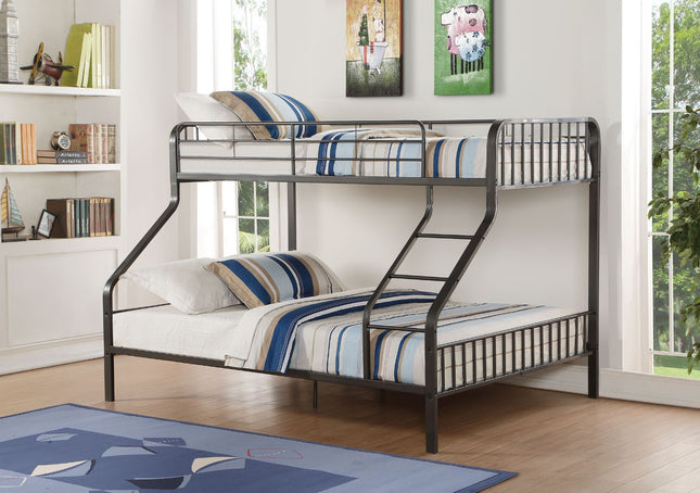 Caius - Twin Long Over Queen Bunk Bed - Gunmetal - Tony's Home Furnishings