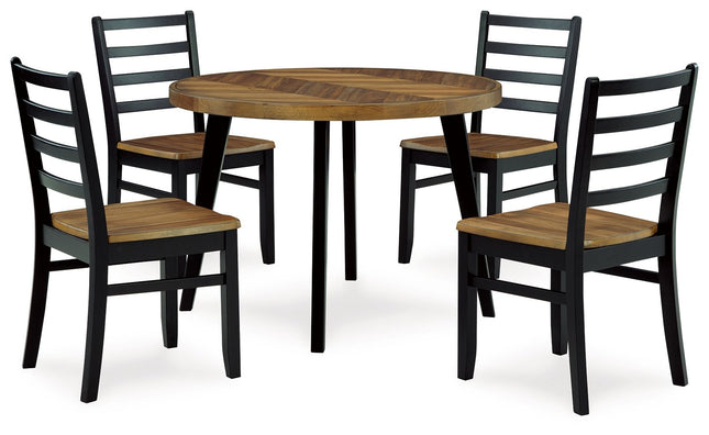 Blondon - Brown / Black - Dining Table And 4 Chairs (Set of 5) - Tony's Home Furnishings