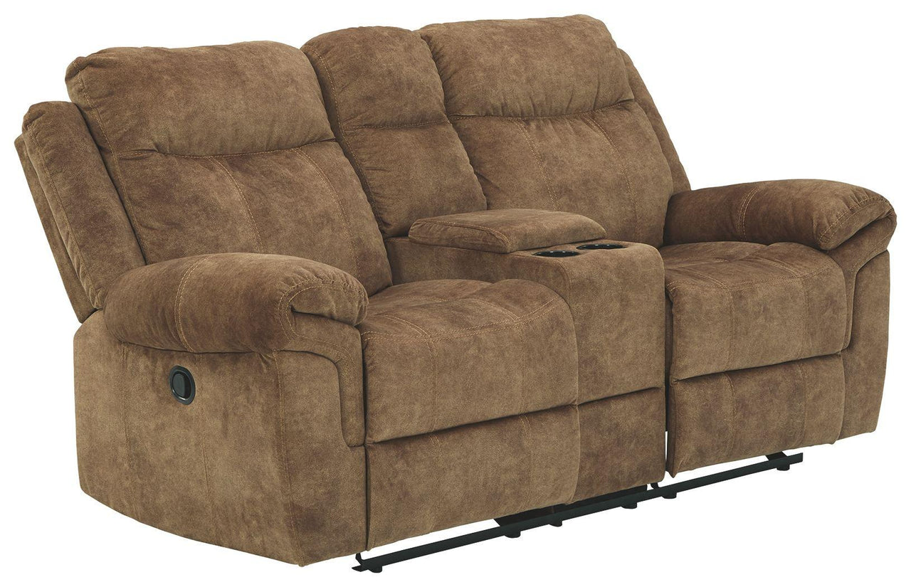 Huddle-up - Nutmeg - Glider Rec Loveseat W/Console Tony's Home Furnishings Furniture. Beds. Dressers. Sofas.