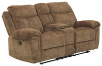 Thumbnail for Huddle-up - Nutmeg - Glider Rec Loveseat W/Console Tony's Home Furnishings Furniture. Beds. Dressers. Sofas.