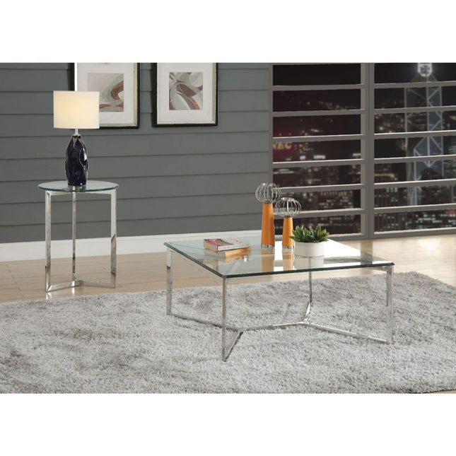 Volusius - End Table - Stainless Steel & Clear Glass - Tony's Home Furnishings