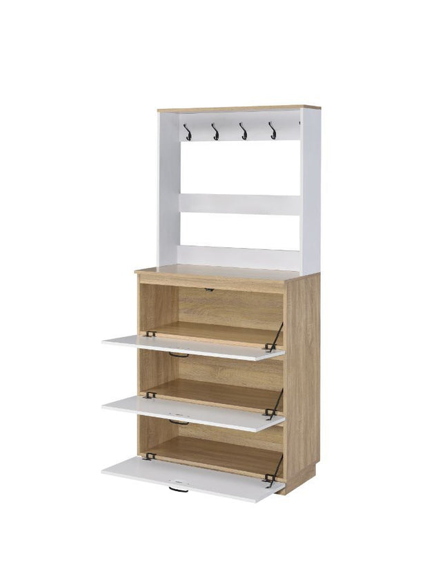 Hewett - Shoe Cabinet - Light Oak & White Finish - Tony's Home Furnishings