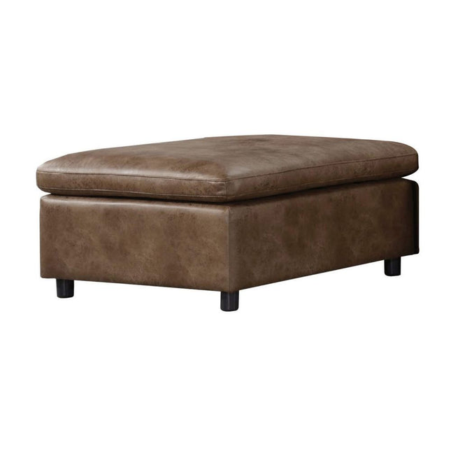 Audrey - Ottoman - 2-Tone Mocha Polished Microfiber - Tony's Home Furnishings