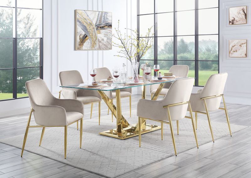 Barnard - Dining Table - Clear Glass & Mirrored Gold Finish - Tony's Home Furnishings