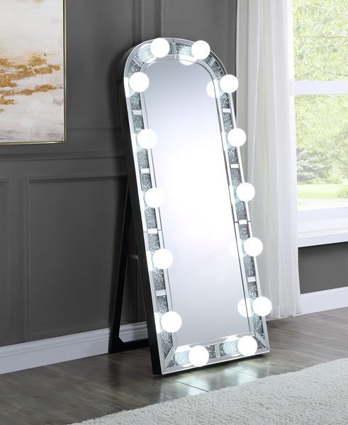 Noralie - Accent Floor Mirror - Mirrored & Faux Diamonds - Tony's Home Furnishings