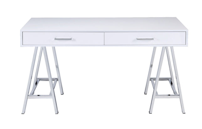 Coleen - Desk - White High Gloss & Chrome Finish - Tony's Home Furnishings