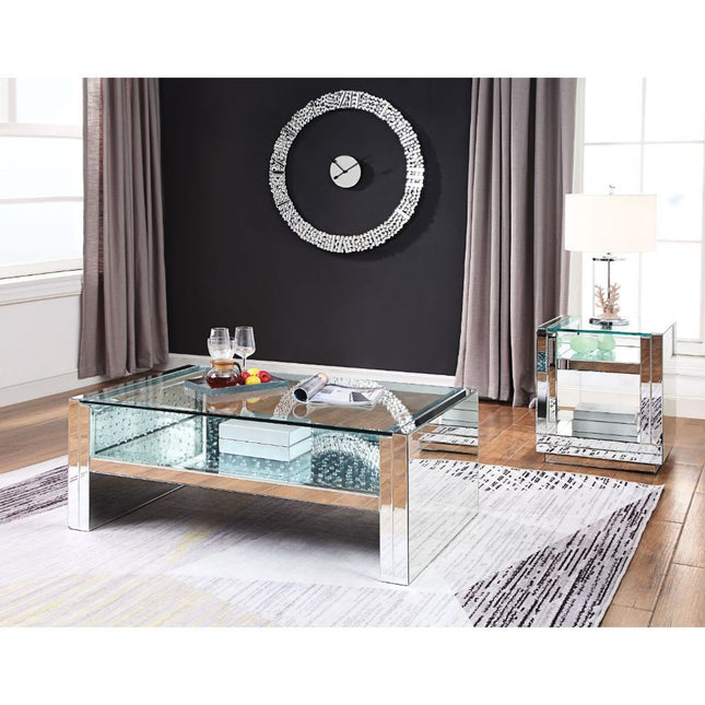 Nysa - Coffee Table - Mirrored & Faux Crystals - 19" - Tony's Home Furnishings