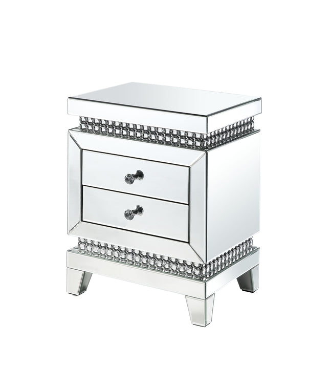 Lotus - Accent Table - Mirrored & Faux Crystals Inlay - 24" - Tony's Home Furnishings