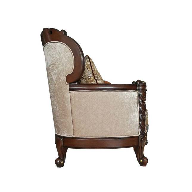 Devayne - Loveseat - Fabric & Dark Walnut - Tony's Home Furnishings