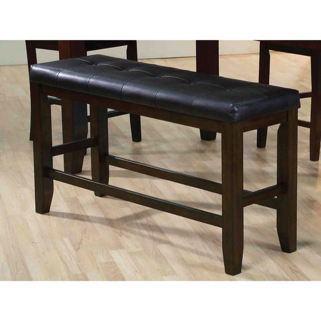 Urbana - Counter Height Bench - Black PU & Espresso - Tony's Home Furnishings