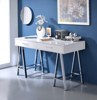 Thumbnail for Coleen - Desk - White High Gloss & Chrome Finish - Tony's Home Furnishings