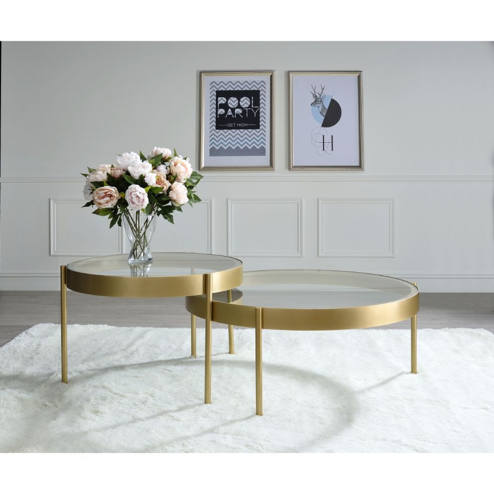 Andover - Coffee Table - Clear Glass & Gold - Tony's Home Furnishings