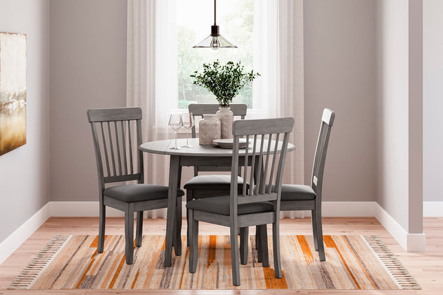 Shullden - Gray - 5 Pc. - Drop Leaf Table, 4 Side Chairs Signature Design by Ashley® 