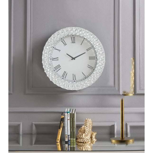 Lantana - Wall Clock - Mirrored & Faux Crystals - Tony's Home Furnishings