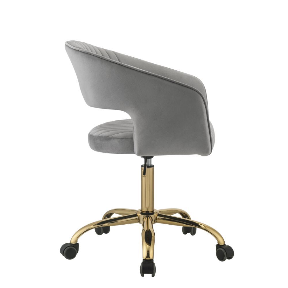 Hopi - Office Chair - Gray Velvet & Gold - Tony's Home Furnishings