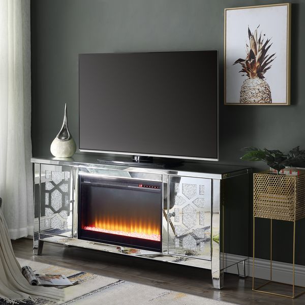 Noralie - TV Stand - Mirrored & Faux Diamonds - Wood - 28" - Tony's Home Furnishings