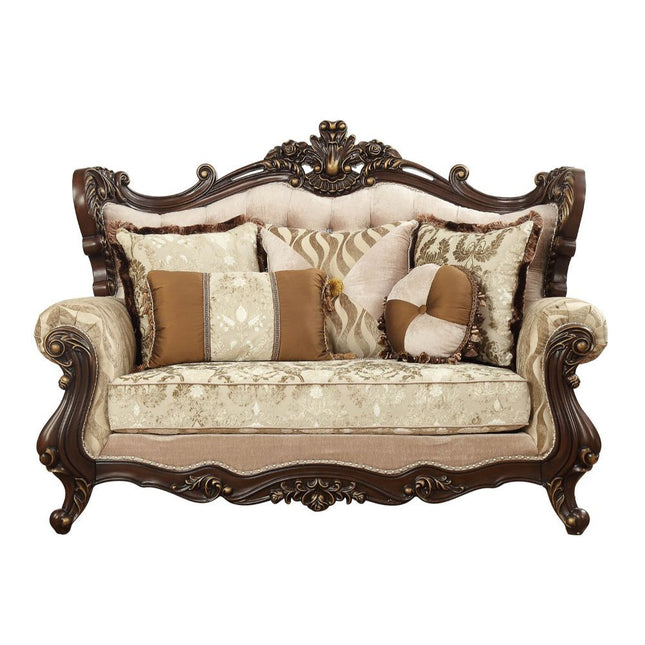 Shalisa - Loveseat - Fabric & Walnut - Tony's Home Furnishings