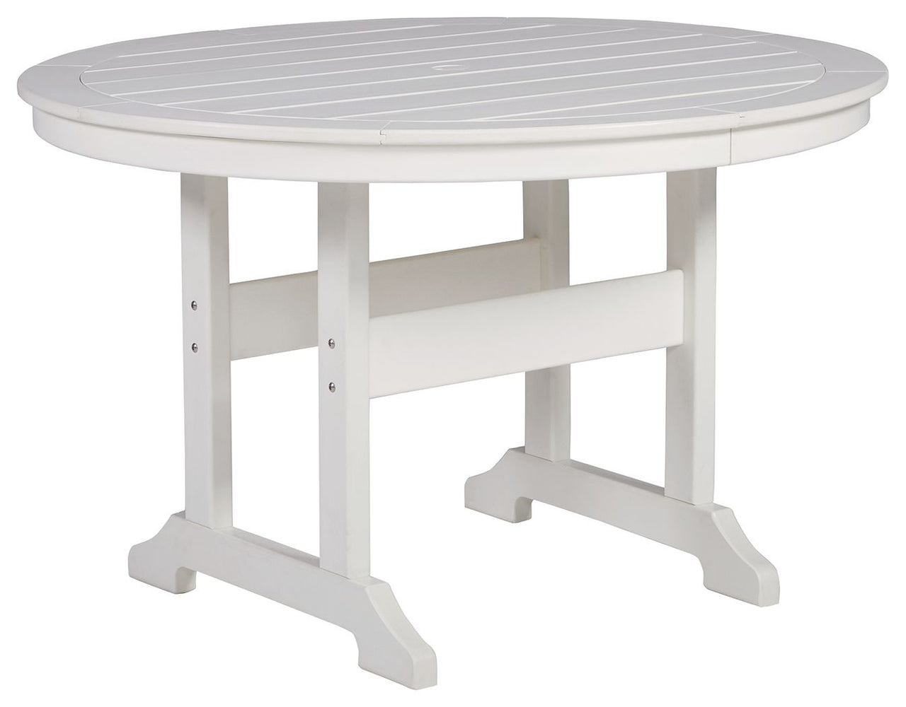 Crescent Luxe - White - Round Dining Table W/Umb Opt Tony's Home Furnishings Furniture. Beds. Dressers. Sofas.