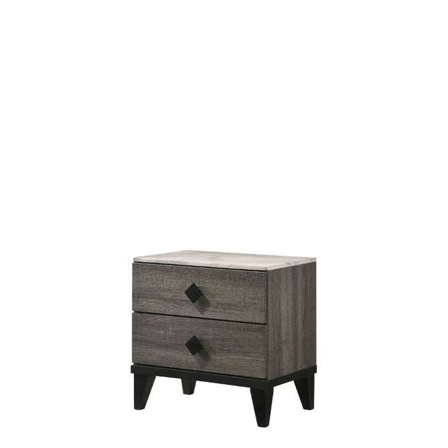 Avantika - Nightstand - Faux Marble & Rustic Gray Oak - Tony's Home Furnishings