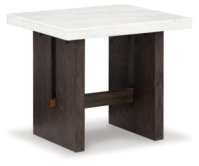 Burkhaus - White / Dark Brown - Rectangular End Table Signature Design by Ashley® 